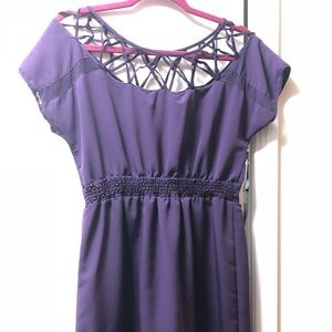 Silence + Noise- Purple Lattice Neck dress